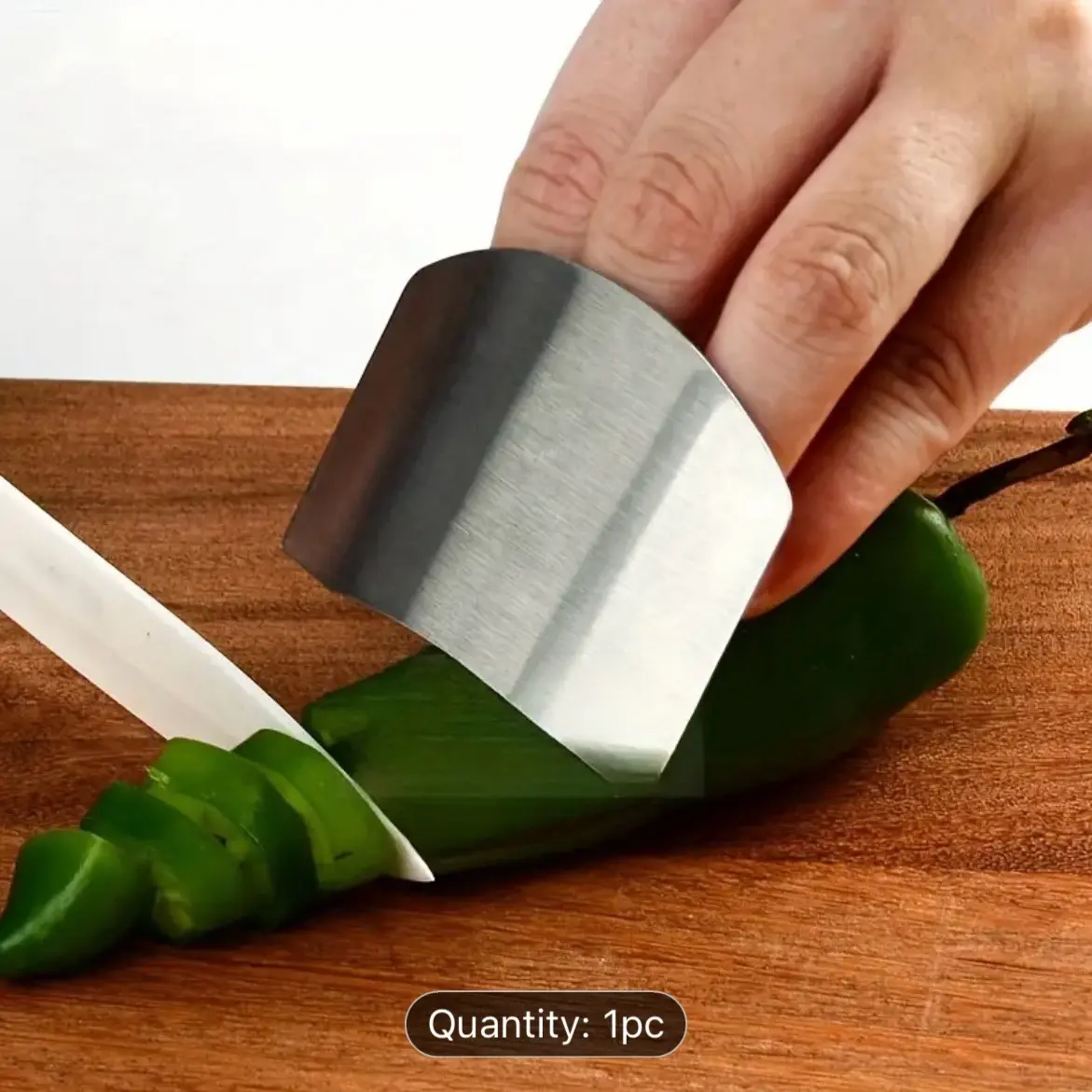 Stainless Steel Finger Guard For Safe Cutting - Reusable Kitchen Finger Protector, Food-Safe Metal Slicing Sleeve, Essential Cooking Accessory