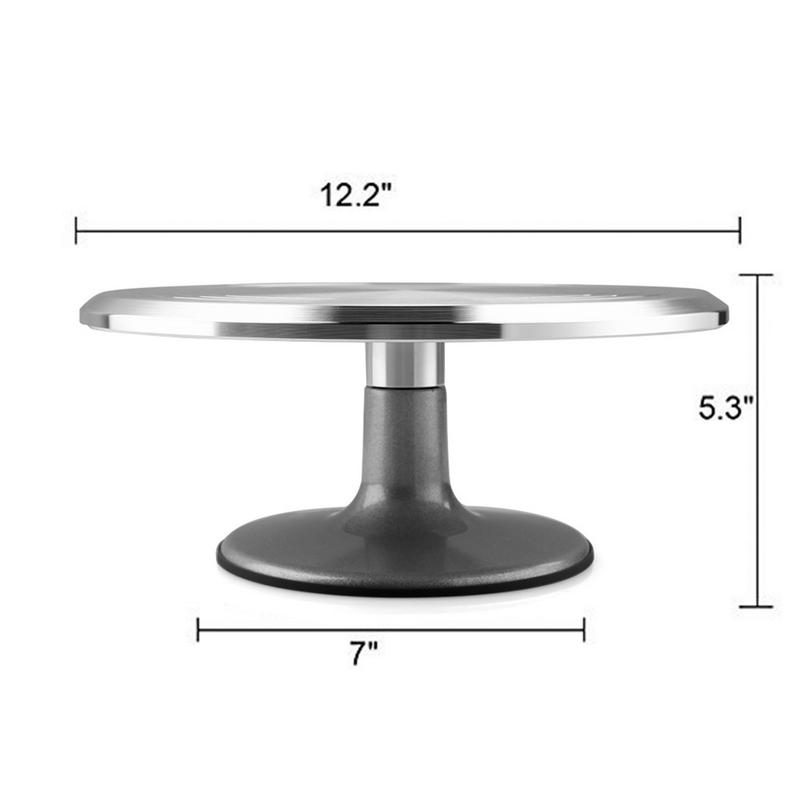 Uten 12 inch Aluminium Cake Stands, Flexible Cake Smooth Turntable Mold,  Cake Decorating Display Stand, Revolving Metal Cake Stand with Non-Slip Rubber Bottom Rotating Smoother 9