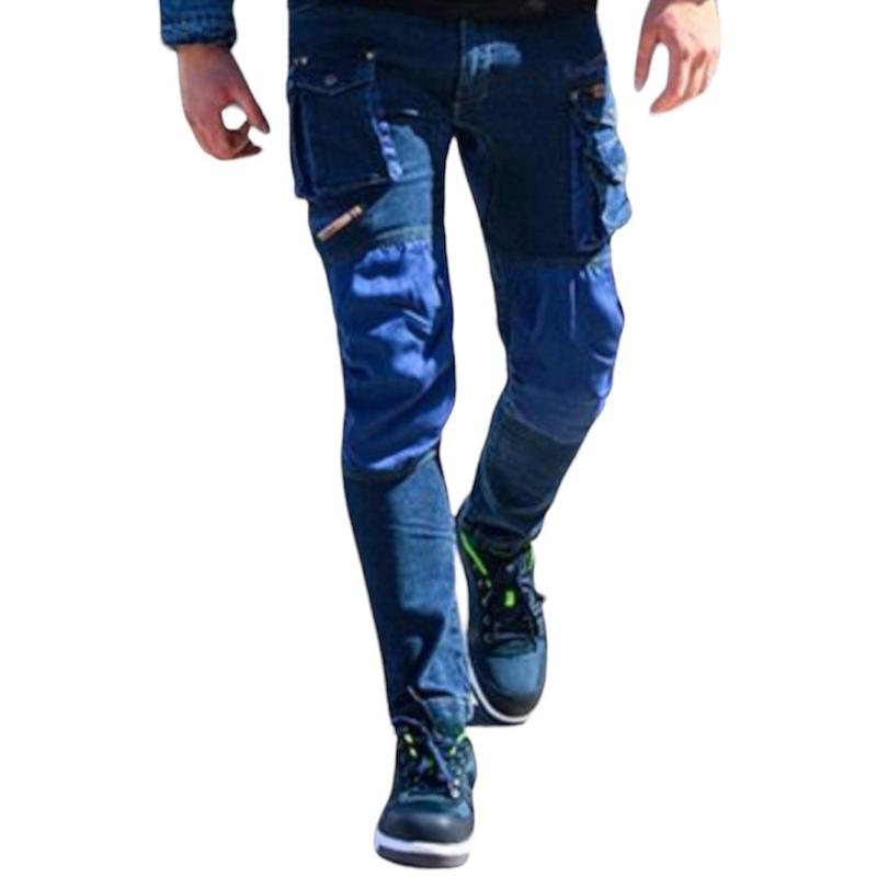 Mens Slim Fit Stretch Heavy Duty Work Jeans With Knee Pad Pockets Denim Multi Pockets Combat Cargo Trousers 8