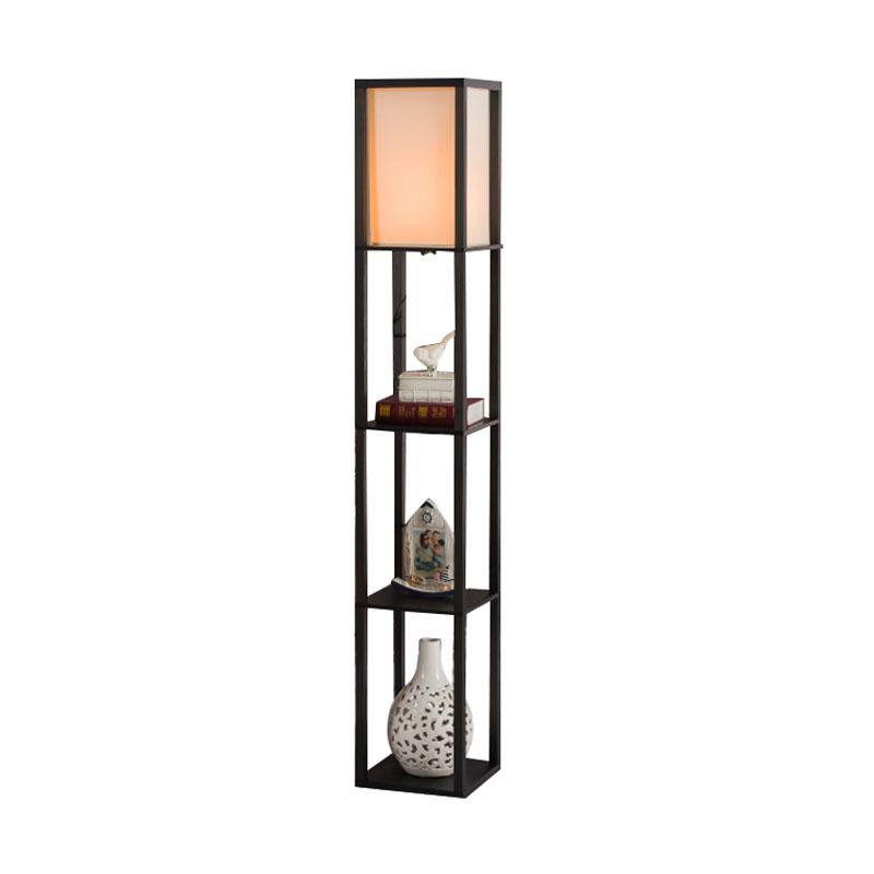 Floor Lamp with Shelves Standard Shelf Storage Wooden Standing Lounge Light Home 4