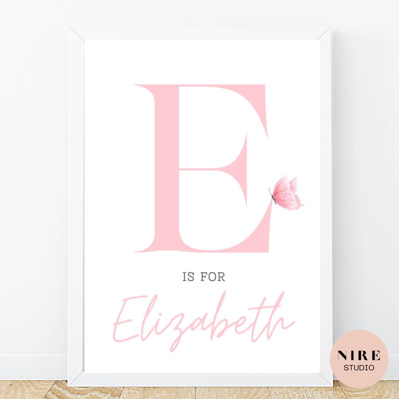 Set of 3 deer prints, baby girl nursery personalised print, woodland animal print 2