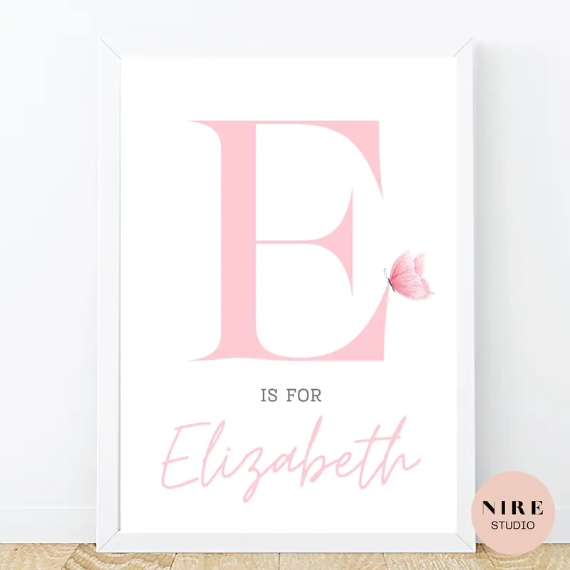 Set of 3 deer prints, baby girl nursery personalised print, woodland animal print 2