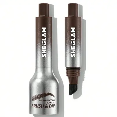 SHEGLAM Brow-Fection Angled Brush & Dip, For Sparse Brows, Hair-Like Strokes Liquid Eyebrow Gel Pen, Easy Coloring, Long-Lasting, Quick-Drying, Natural Shaping, Outlining & Filling Eyebrow Cosmetic Makeup, Aubrun strong 1