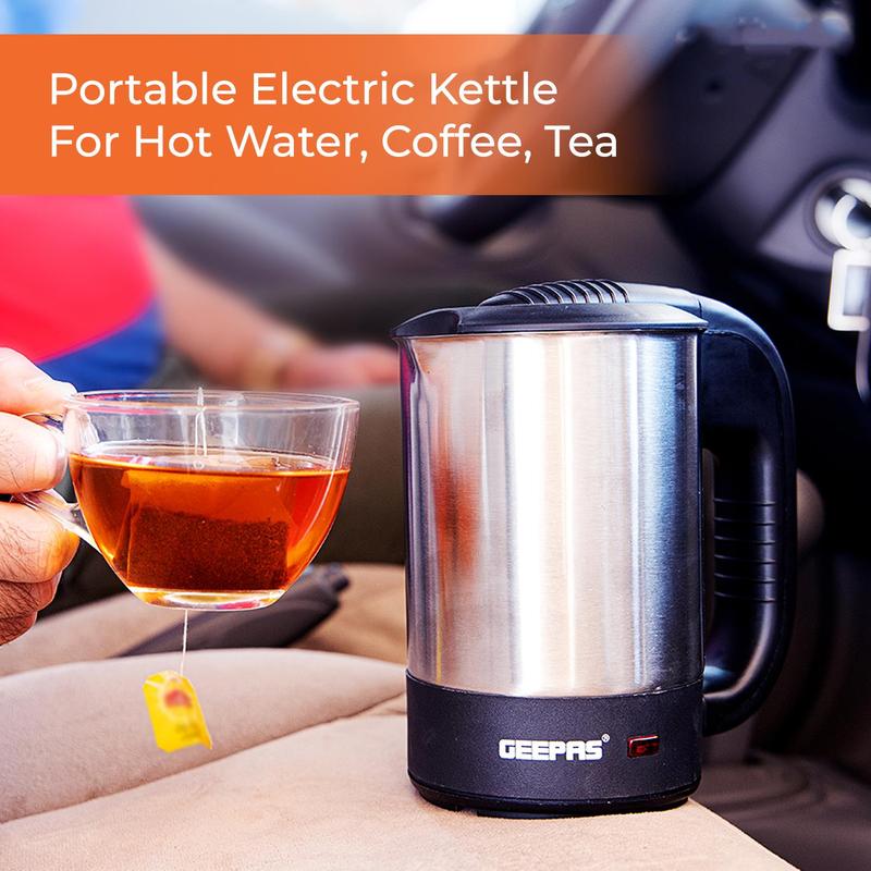 Geepas 24V Travel Kettle 500ML Truck Kettle Hot Water Portable Kettle Cigarette Lighter 6