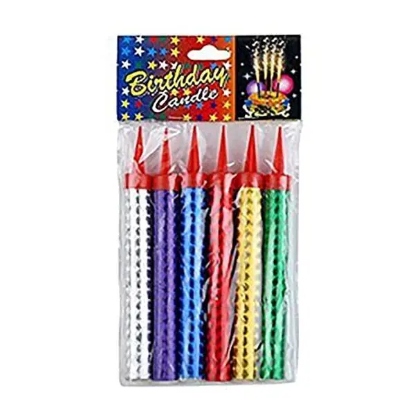 Over The Clound 6pcs 15CM Straight Barrel Golden Champagne Fireworks Magic Wand Burning Candle Birthday Cake Candles Deco