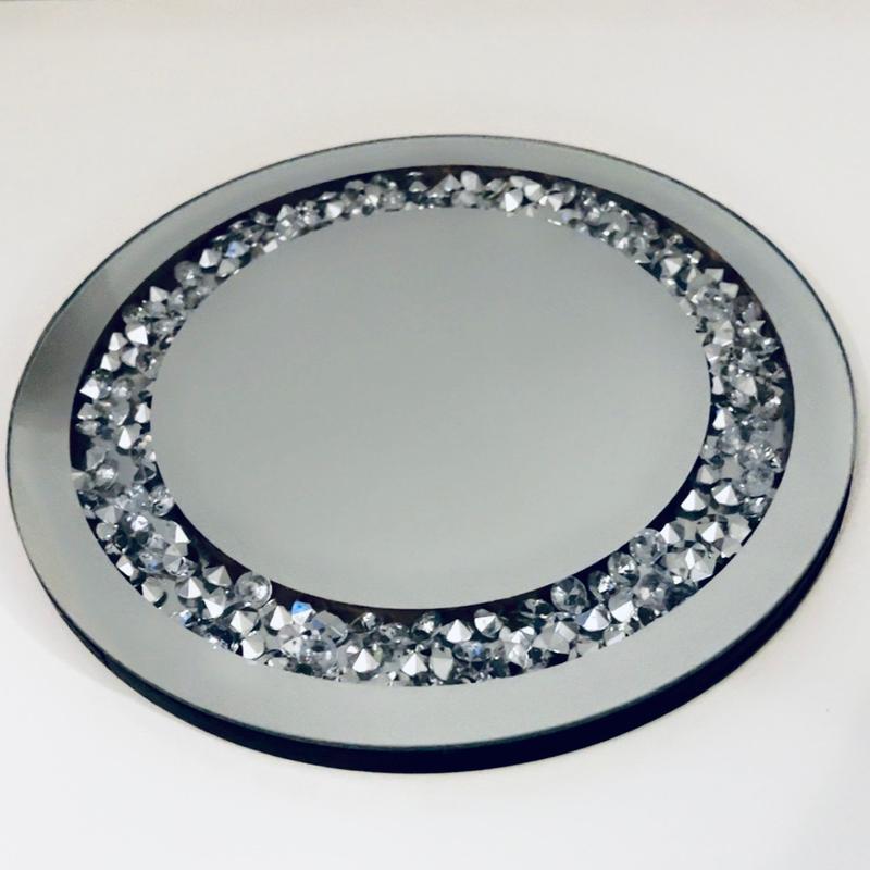 Crystal mirror plate diamonte candle plate 2