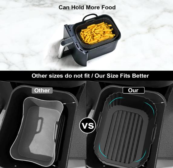 Air Fryer Liner 2Pack, Ninja Air Fryer Accessories, Repeatable Silicone Liners for Ninja Dual Air Fryer  7.87inch Silicone Air Fryer Pot Basket 5