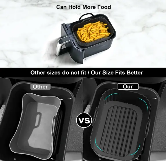 Air Fryer Liner 2Pack, Ninja Air Fryer Accessories, Repeatable Silicone Liners for Ninja Dual Air Fryer  7.87inch Silicone Air Fryer Pot Basket 5