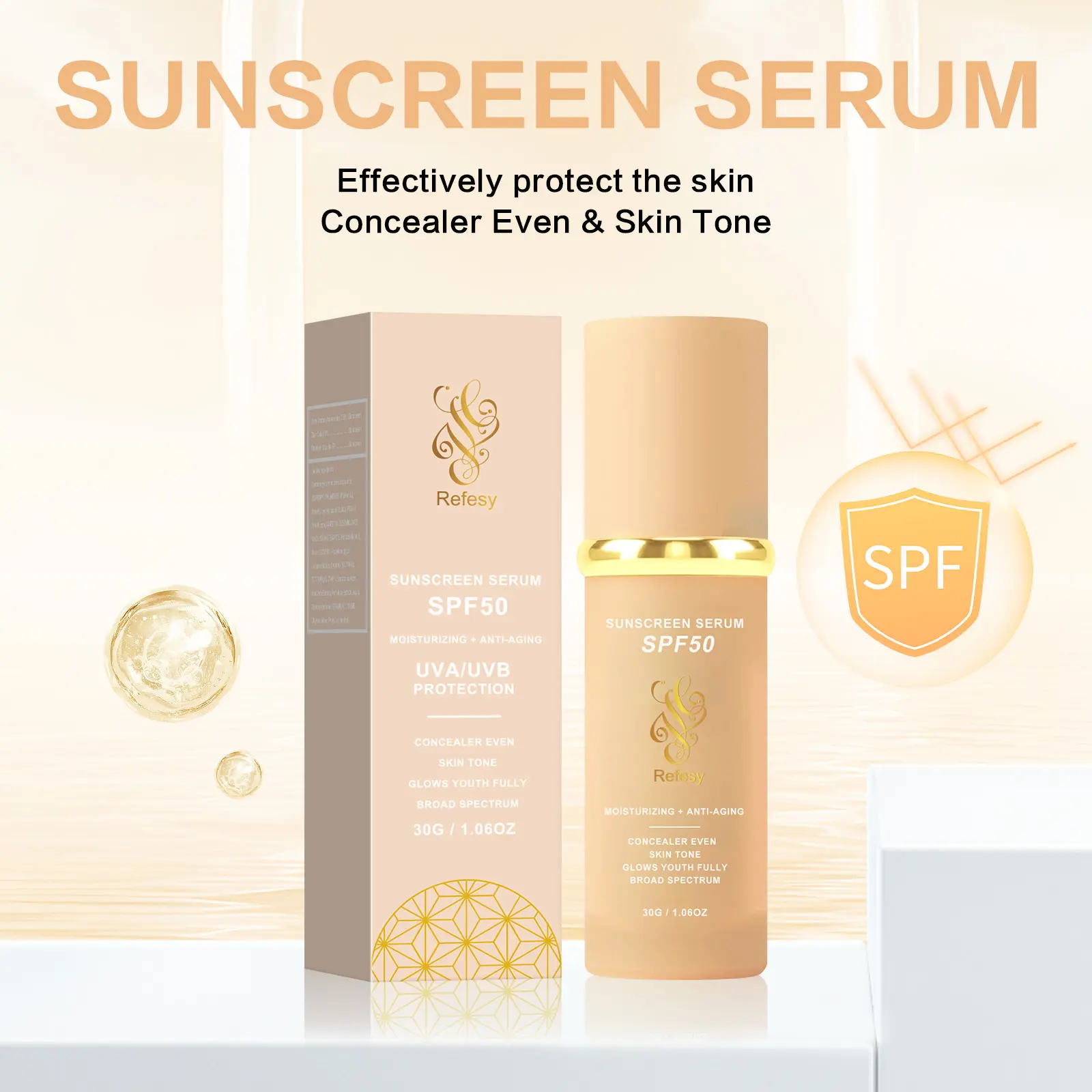 [+£5 For 2 Pcs] 4 in 1 Moisturizing Full Coverage Liquid Foundation TrueMatch Color Changing Foundation with Sunscreen Light and Medium Spectrum Makeup Primer for All Skin Types (New and old packaging will be shipped at random)