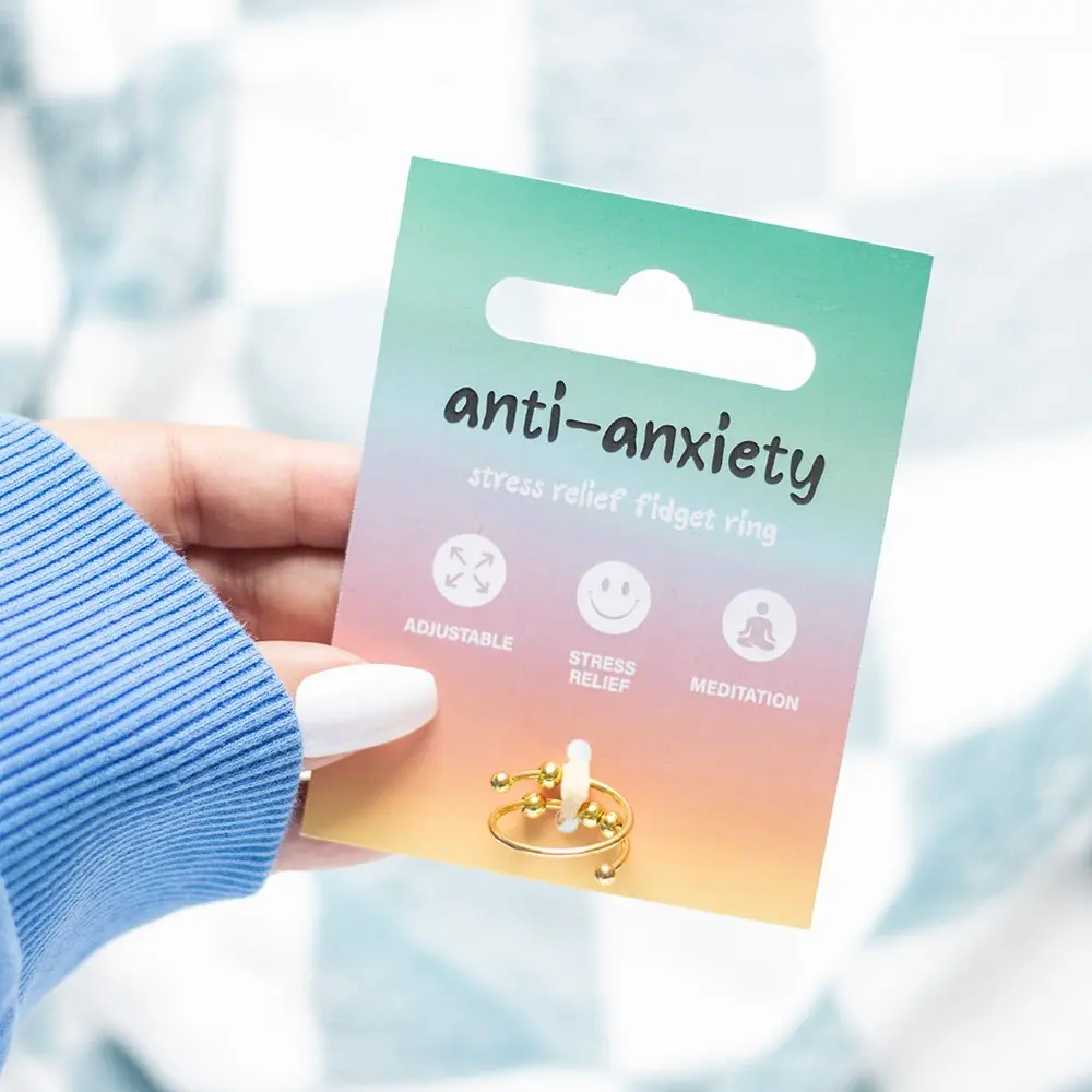 ANTI-ANXIETY FIDGET RING, Spin the beads to help with anxiety