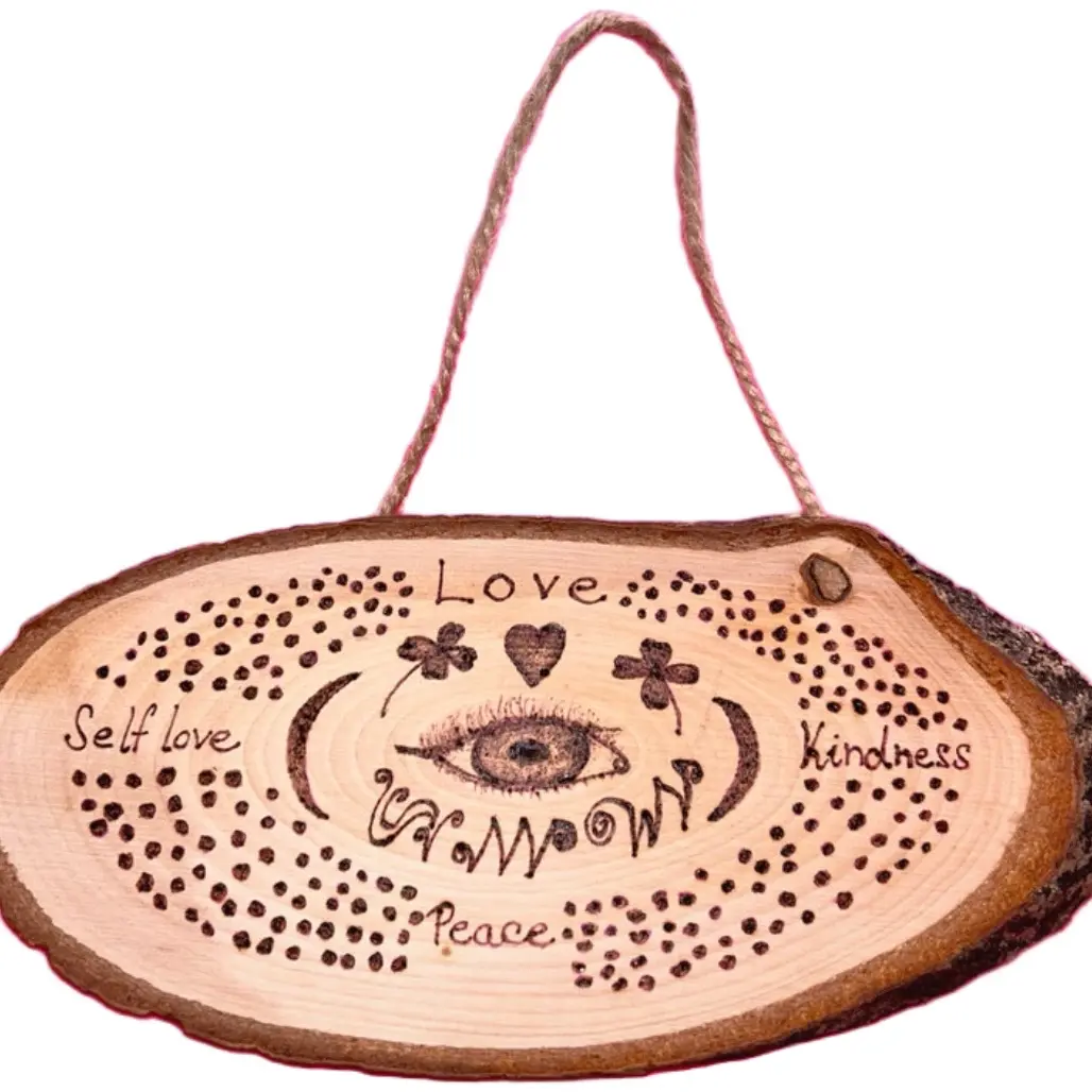 Pyrography Spiritual Art Wooden Slice