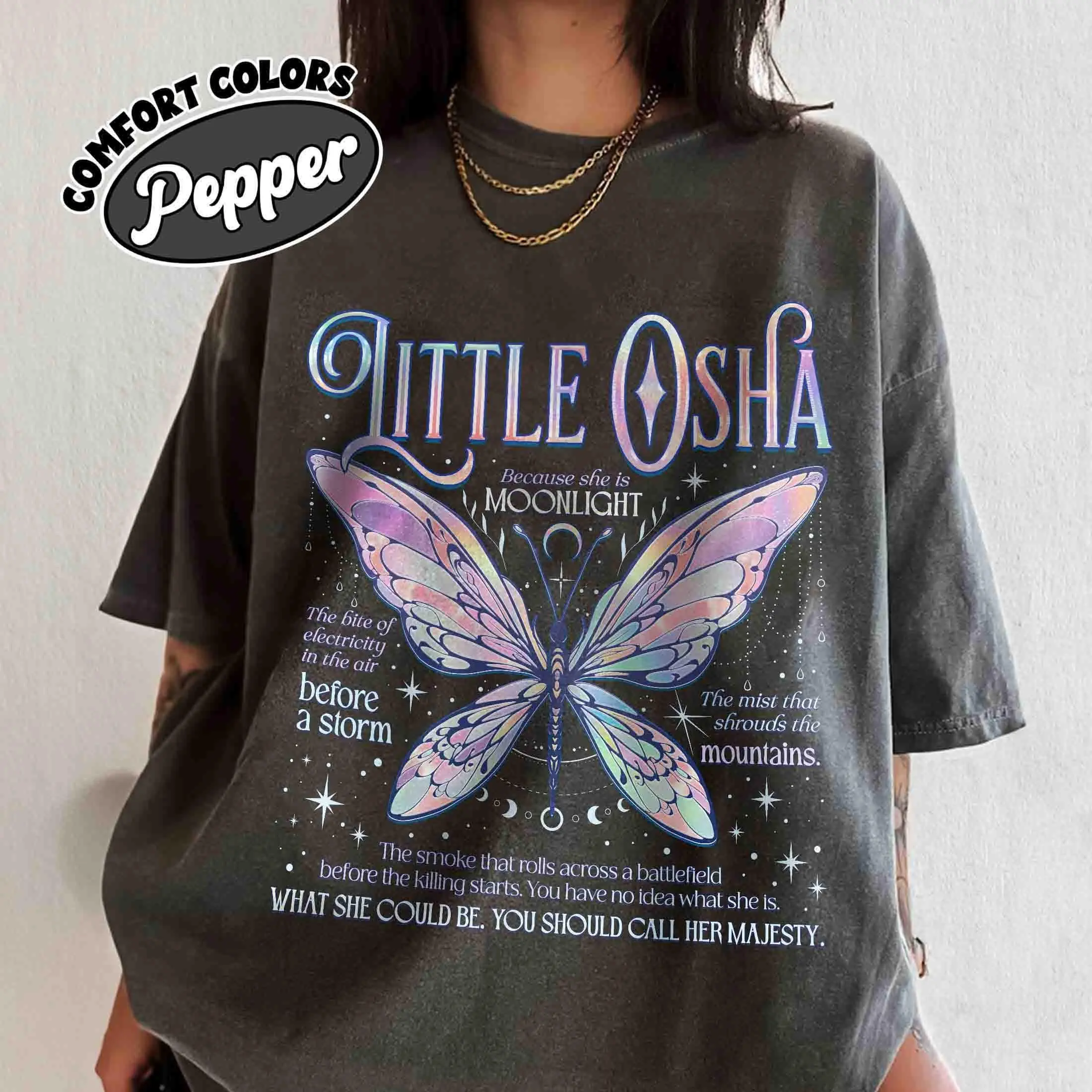 Little Osha Butterfly Comfort Colors Shirt, Quicksilver Callie Hart Tee, Kingfisher-Inspired Fantasy Shirt