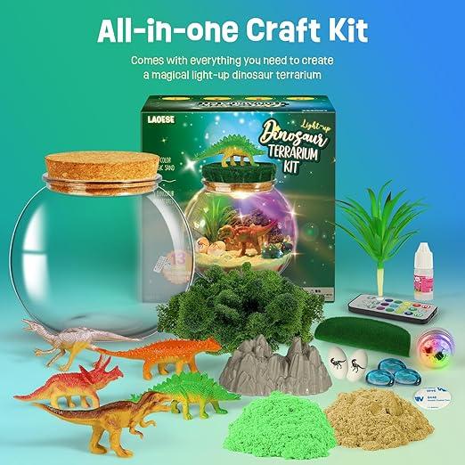 Dinosaur Terrarium Kit for Boys & Girls | Creative Dinosaur Gifts for Ages 4-12 | DIY Craft Activity, Fun Birthday Gift, Educational STEM Project, and Hands-On Learning Experience for Kids | Build & Grow Your Own Dino Habitat 3
