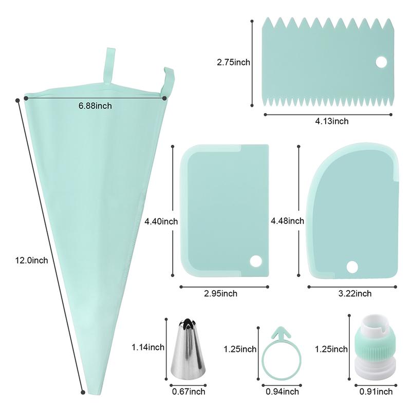 Set(15pcs) Scraper Mounted Mouth Set Silicone Cake Cream Pattern Smooth Modeling Tool Household Baking Tool 5