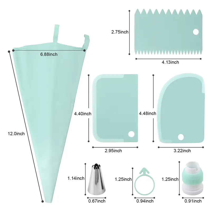 Set(15pcs) Scraper Mounted Mouth Set Silicone Cake Cream Pattern Smooth Modeling Tool Household Baking Tool 5