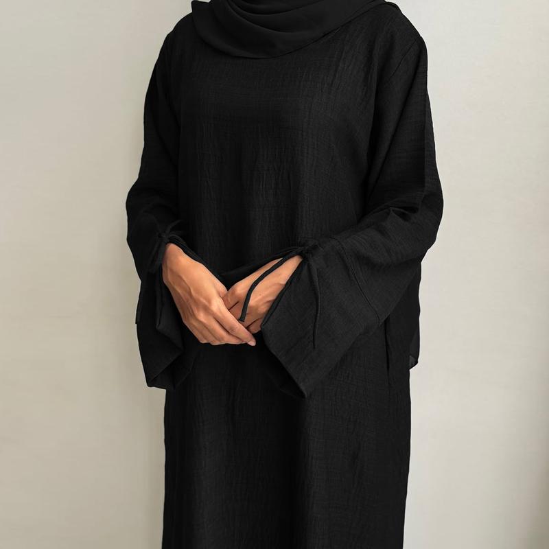 Product Introduction of Loose Closed Abaya Dress for Women, Pullover Muslim Dress, Slit Cuffs, Casual Hijabi Outwear, Dubai Islamic Clothing, Ramadan 5