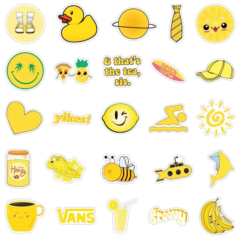 50 yellow VSCO pattern Graffiti stickers packs for Suitcase helmet speaker guitar waterproof pvc bottle 2