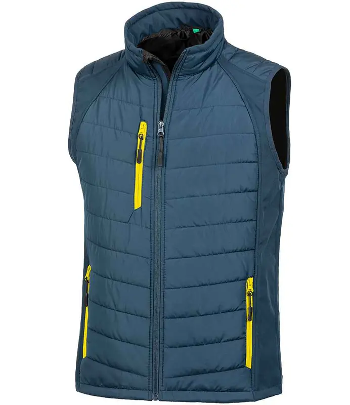 Result Genuine Recycled Compass Padded Gilet | Navy/Yellow 0