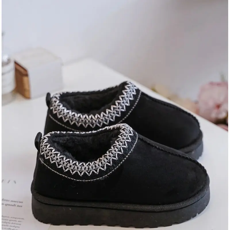 Kids Childrens Viral Faux Fur Lined Slippers Warm Winter Shoes 2