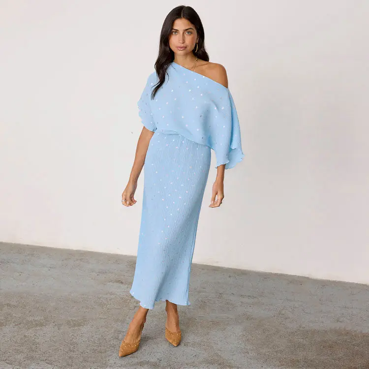 Ice Blue Plisse Tilly Dress