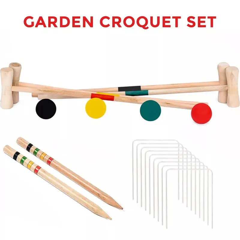 4-Player Croquet Set – Summer Fun for Everyone! ️Wooden Mallets 5