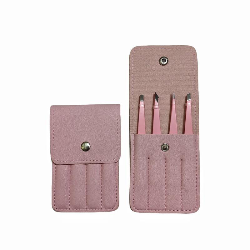 [Grocery Hub] 4-Pieces Professional Stainless Steel Tweezers Set Eyebrow Hair Pluckers w/Case 6