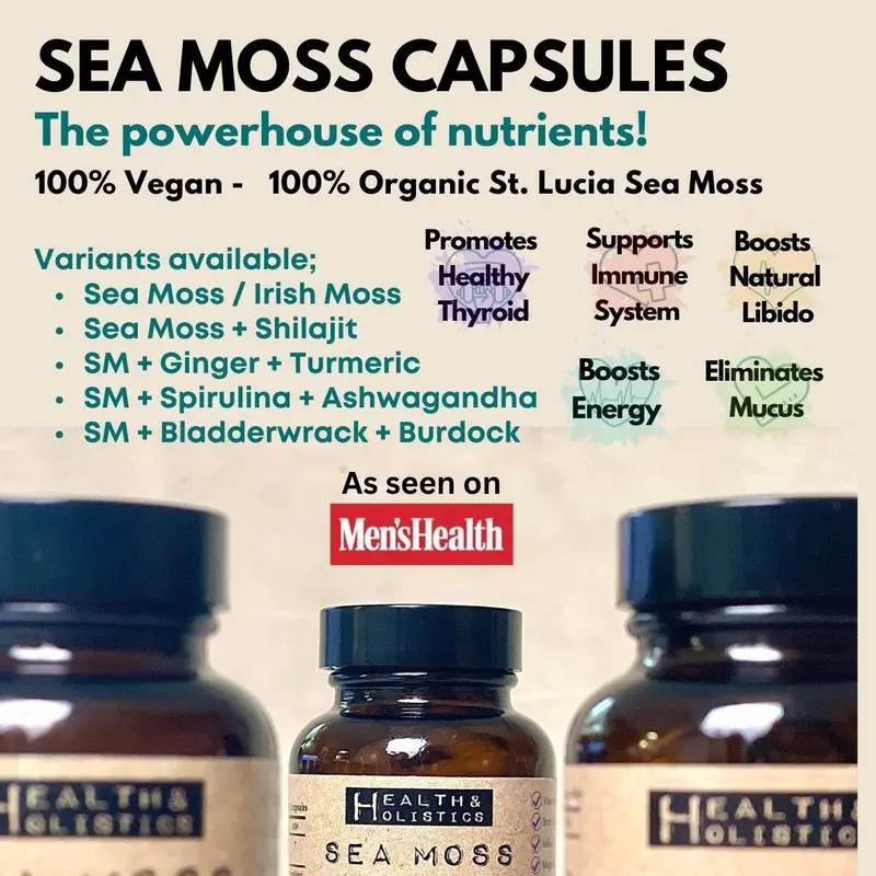 [Health & Holistics] Capsule: Purple/Sea Moss + Shilajit/Sea Moss + Ginger, Vegan Natural Organic Multi-vitamins Supplement, Healthcare Edible Health Body 6