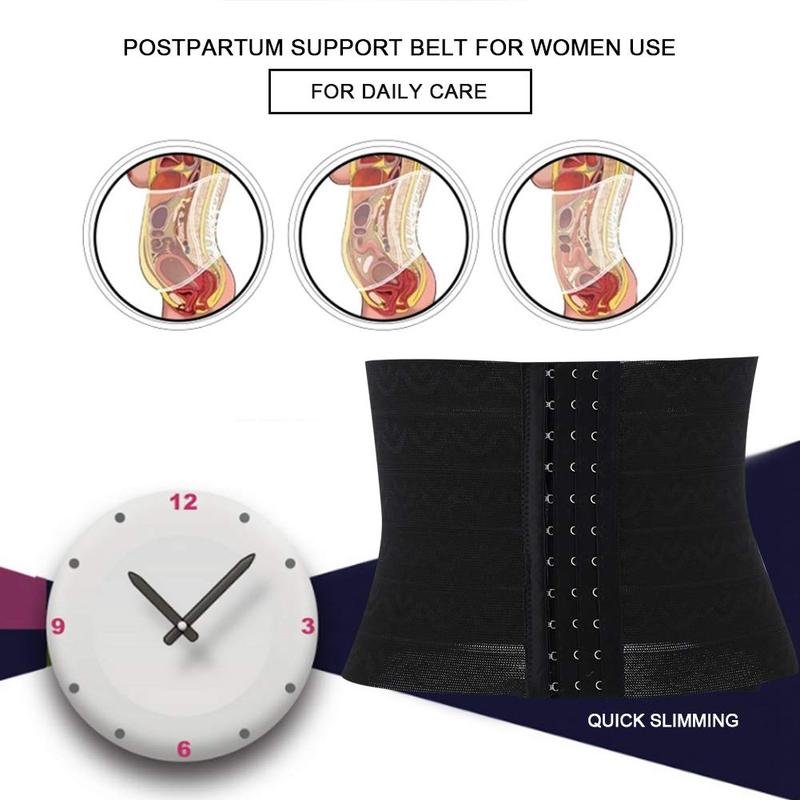 Waist, Women Postpartum Girdle Corset Recovery Belly Band Wrap Belt, After Birth Belly Band Postpartum Support Waist Pelvis Postnatal Belt Body Shaper for Home Female Shapers(Black, XL) 6