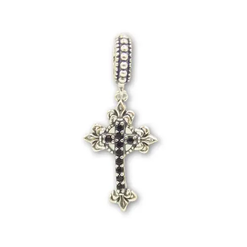 Cross Bead Charm in Sterling Silver 925 - fits Pandora charm bracelets