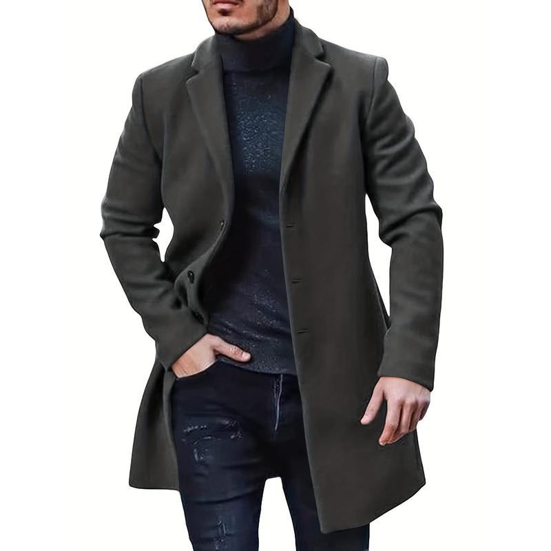 Men's Retro Trench Coat, Semi-formal Warm Single Breasted Overcoat For Fall Winter Business 4