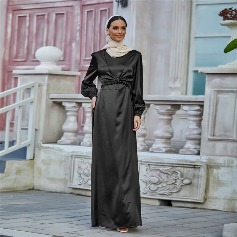 Hot-selling Soft Waist Lace-up Two Wear Dress 2024 Elegant Satin Long Dress LR433-1 2