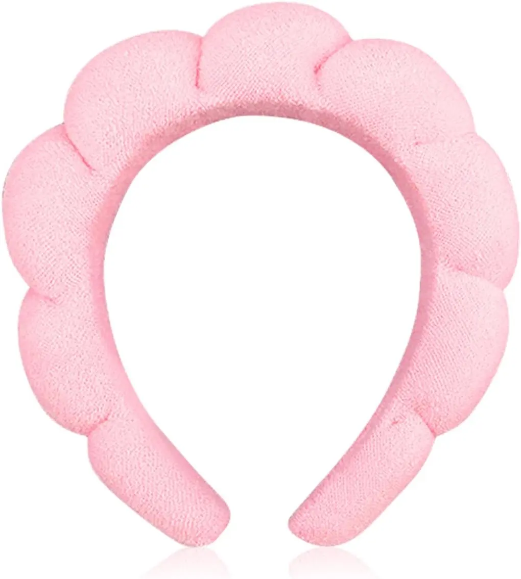 GLADFRESIT Makeup Headband – Spa & Skincare Terry Towel Fabric for Face Washing, Makeup Removal & Mask (Pink)