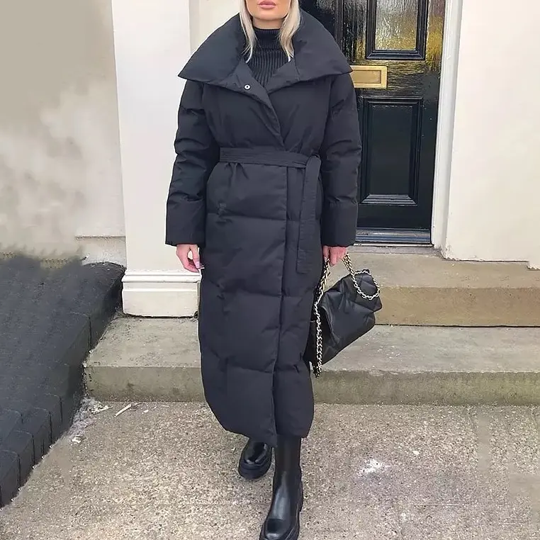 “Elevate your winter wardrobe with the Ayla Padded High Neck Belted Longline Coat! 7