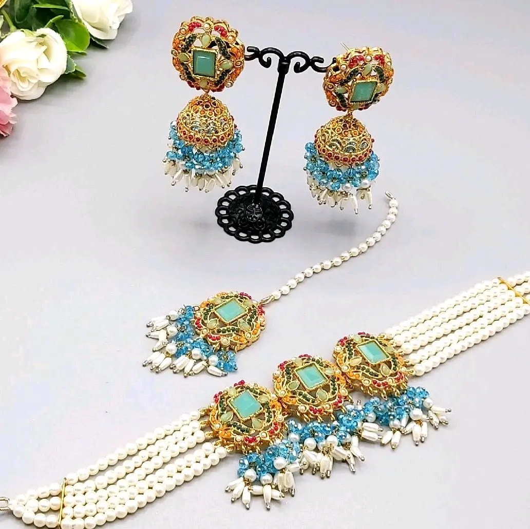 Women's Choker with Jhomka - Perfect for Any Occasion pakistani jewelleryset red bridal
