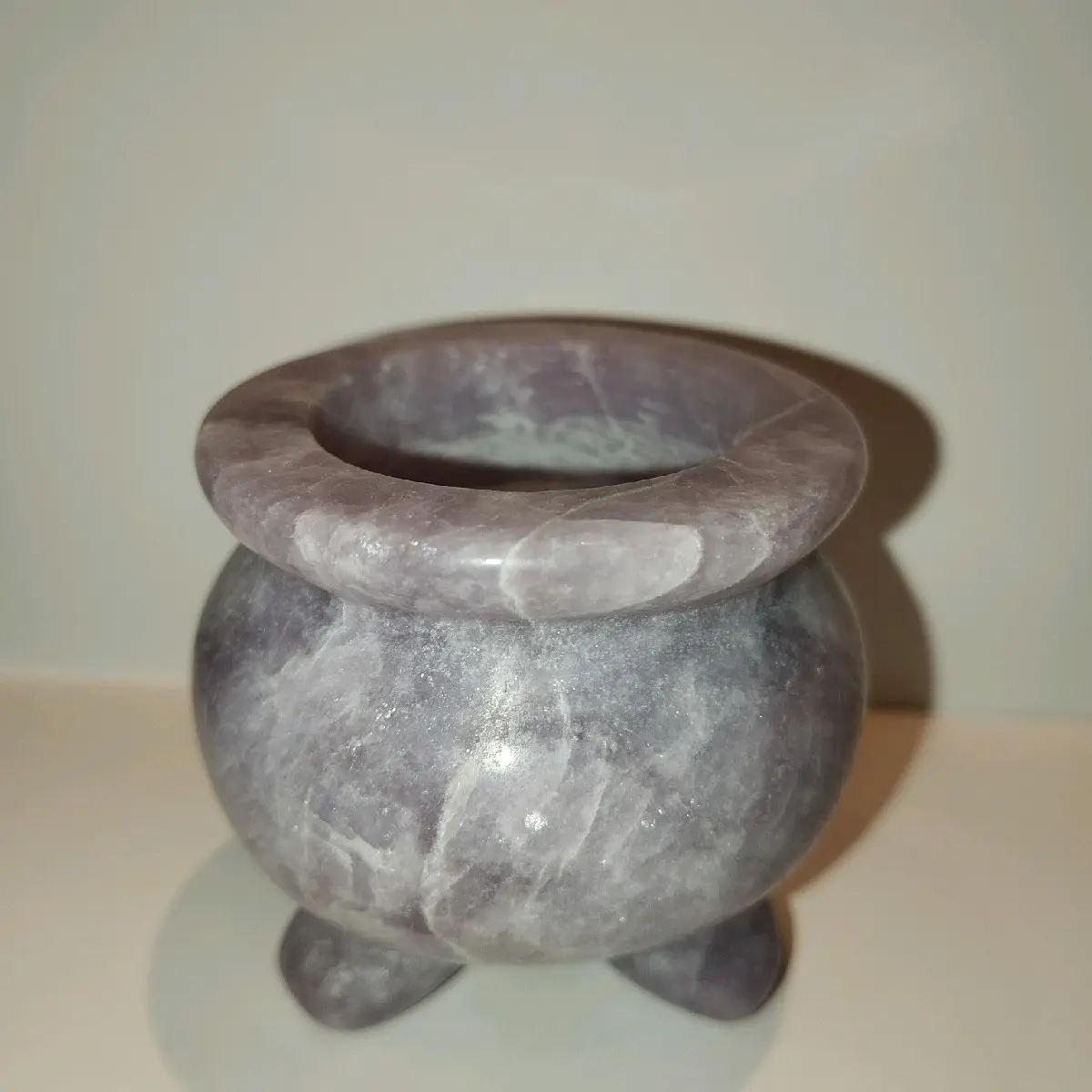 lepidolite cauldron carving