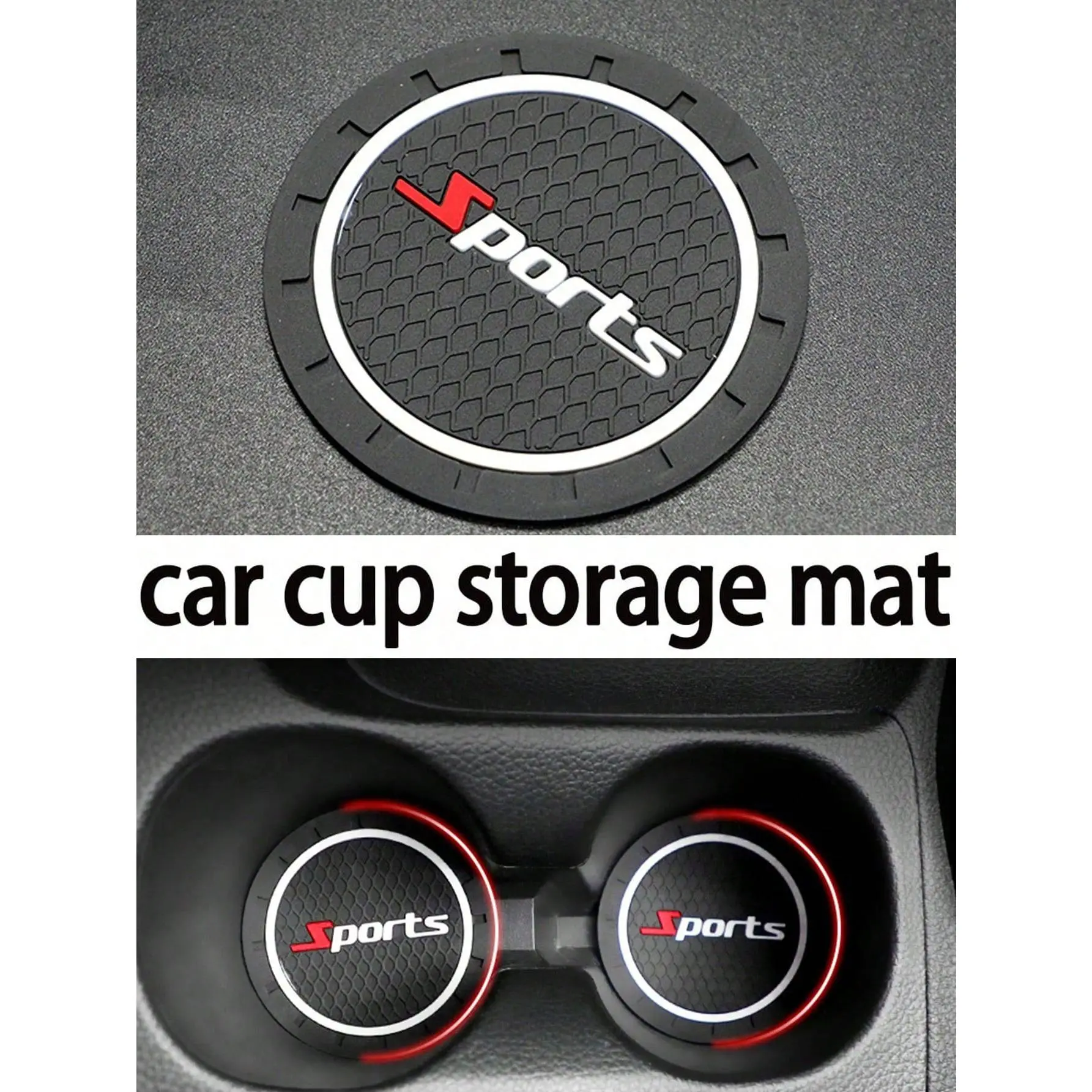 2pcs Sports Design Car Cup Holders & Coasters, Anti-Slip, Shock-Absorbing, Cup Mats, Universal Car Accessories