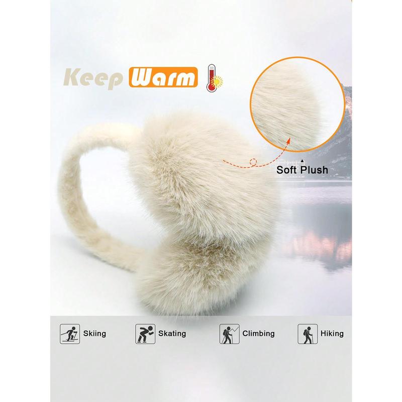 FADZOYLE 1pc Winter Earmuffs Foldable Muffs Fluffy Fluffy Ear Windproof Warmers Cute Ear Covers Adjustable Headband With Fuzzy Thermal Lined Furry Winter Earmuffs Outdoor Sport Skiing 3