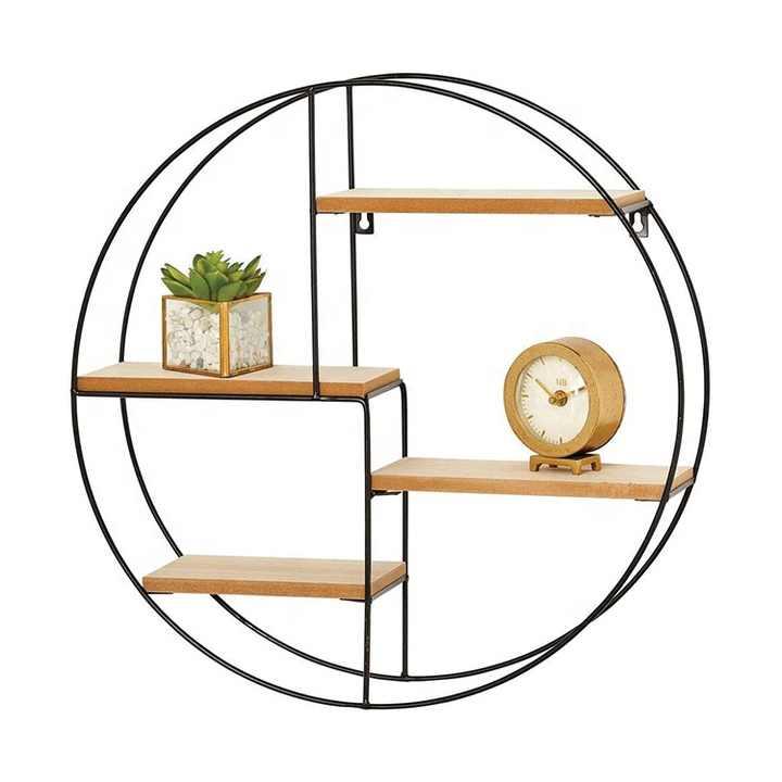 Product Introduction of NEW Metal Wire Wall Shelf Home Decor Storage Floating Round Multi-Section Shelf Shelves 13