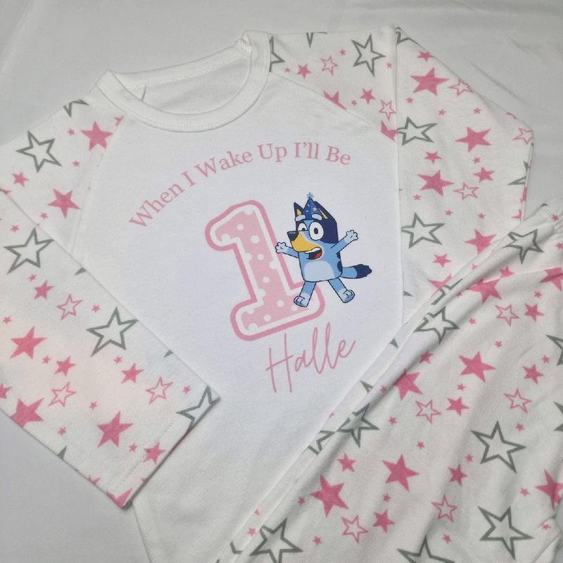 personalised pink when i wake up pjs bluey birthday pyjamas childrens nightwear 4