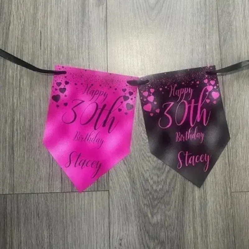 Personalised Birthday Bunting Banner Any Age Any Name 18th 21st 30th Rose Gold Posters Glossy Decoration party Decoration Ornaments Print 1