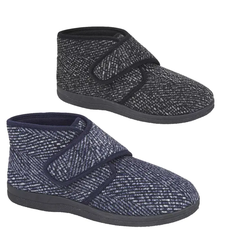 Mens Slippers Boots Warm Fleece Lining Winter Ankle Touch Strap Bedroom House Lounge Indoor Outdoor Bootie Shoe Size Boy Footwear Comfort 1