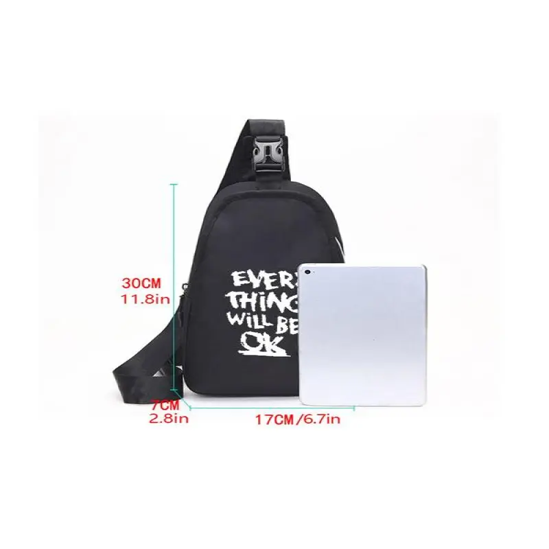 Unisexe Simple Style Cartoon Pattern Zip-up Belted Sling Bag with USB & Earphone Port, Casual Sportive Sling Bag, Fashionable Crossbody Chest Bag For Daily Use 5