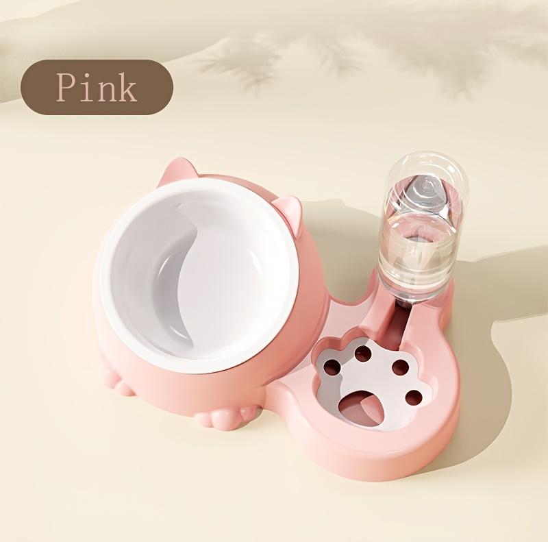 Product Introduction of Elevated Cat Double Bowls With Automatic Water Dispenser, Anti-Overturning, Stainless Steel Cat Inclined Food Bowl Water Bowl For Neck Protection 13