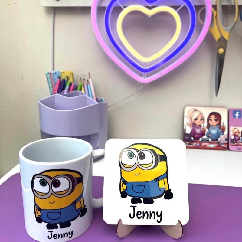 Personalised Despicable Me Minions Mug and Coaster Set - Tableware 1