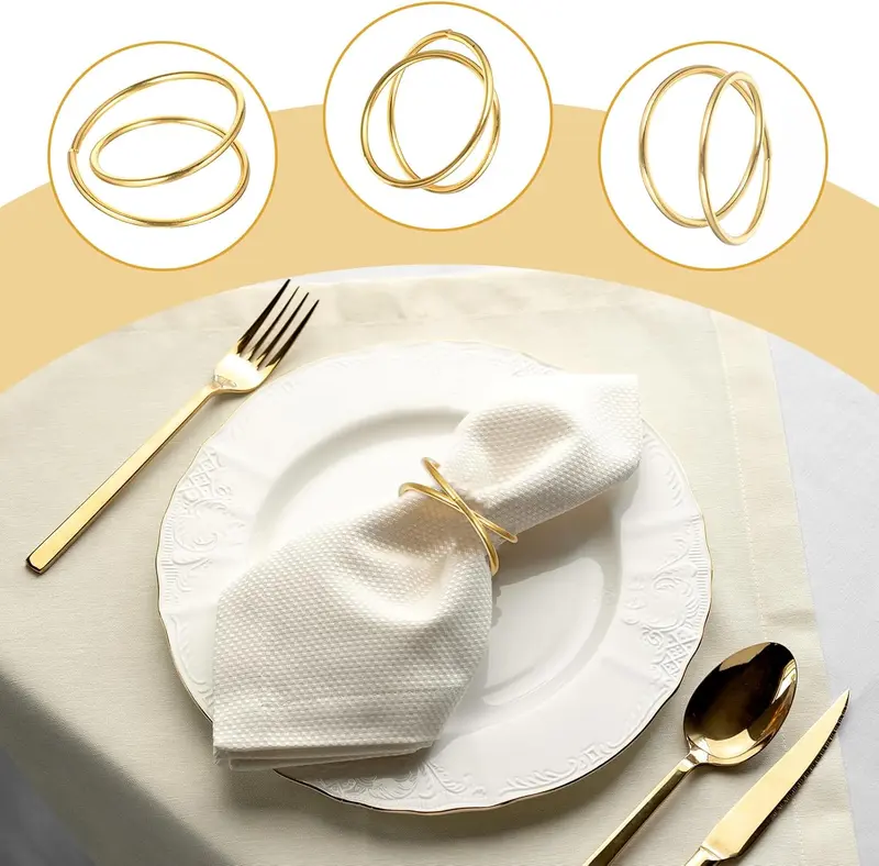 12 Pcs Gold Napkin Rings, Metal Spiral Napkin Rings, Gold Napkin Holders Buckles for Family Dinner, Wedding, Party, Table Decorations 1