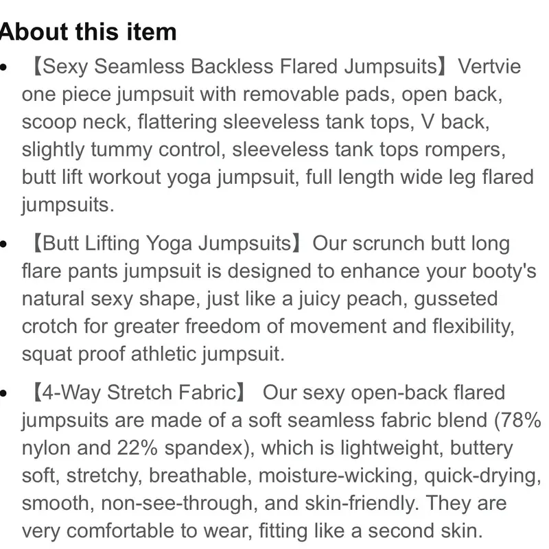 Vertvie Sleeveless Flare Jumpsuits Sexy Backless Bodycon V Back Scrunch size S Fit Womenswear Casual Comfortable Elegance Feminine Style 7
