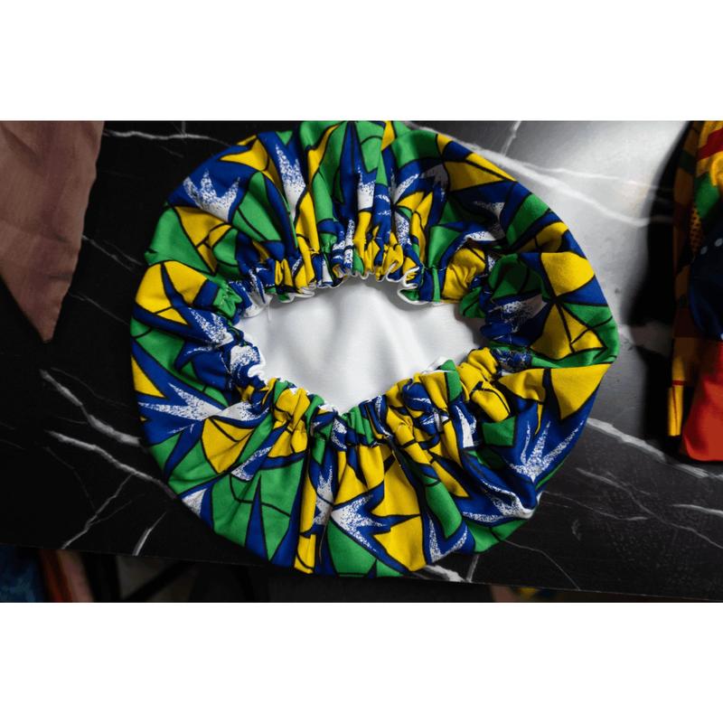 Ankara Satin-Lined Kids’ Bonnets – Comfort & Protection for Little Curls 4