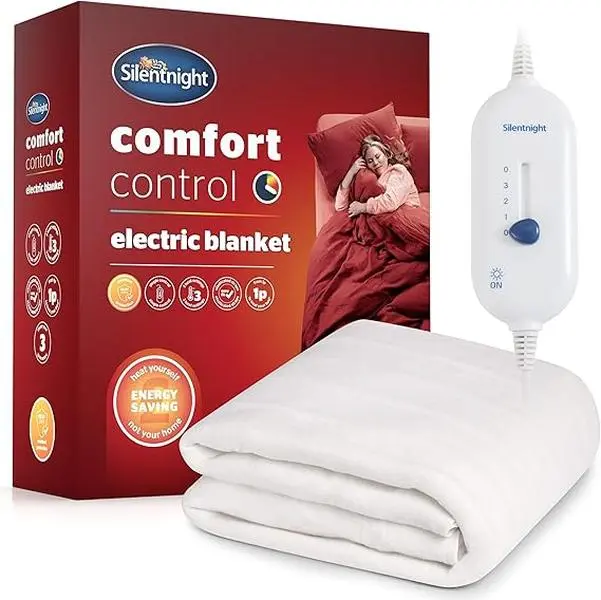 Silentnight Comfort Control Electric Blanket Double - Heated Electric Underblanket with 3 Heat Settings, Fast Heat Up, Overheat Protection and Easy Fit Straps - Machine Washable - Double 135x120cm