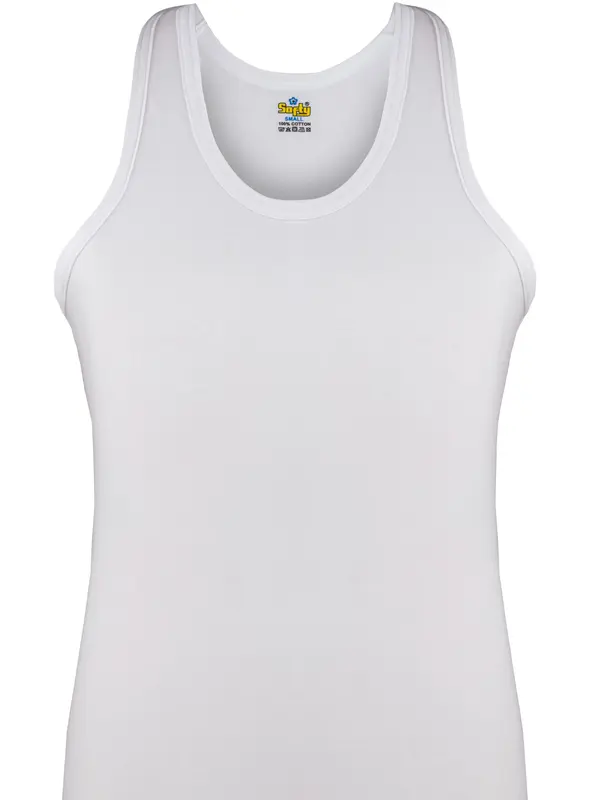 3X Pack SOFTY Mens Athletic Vest Plain Tank TOP SUMMER Colour White Cotton 3