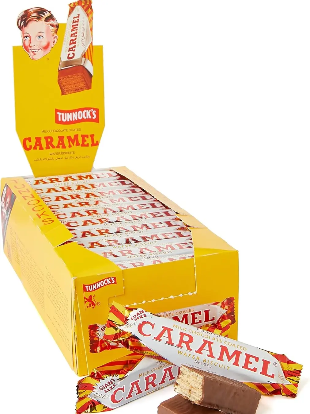 Tunnocks Giant Caramel Wafer (36 Bars x 37g) - Chocolate Snack Milk